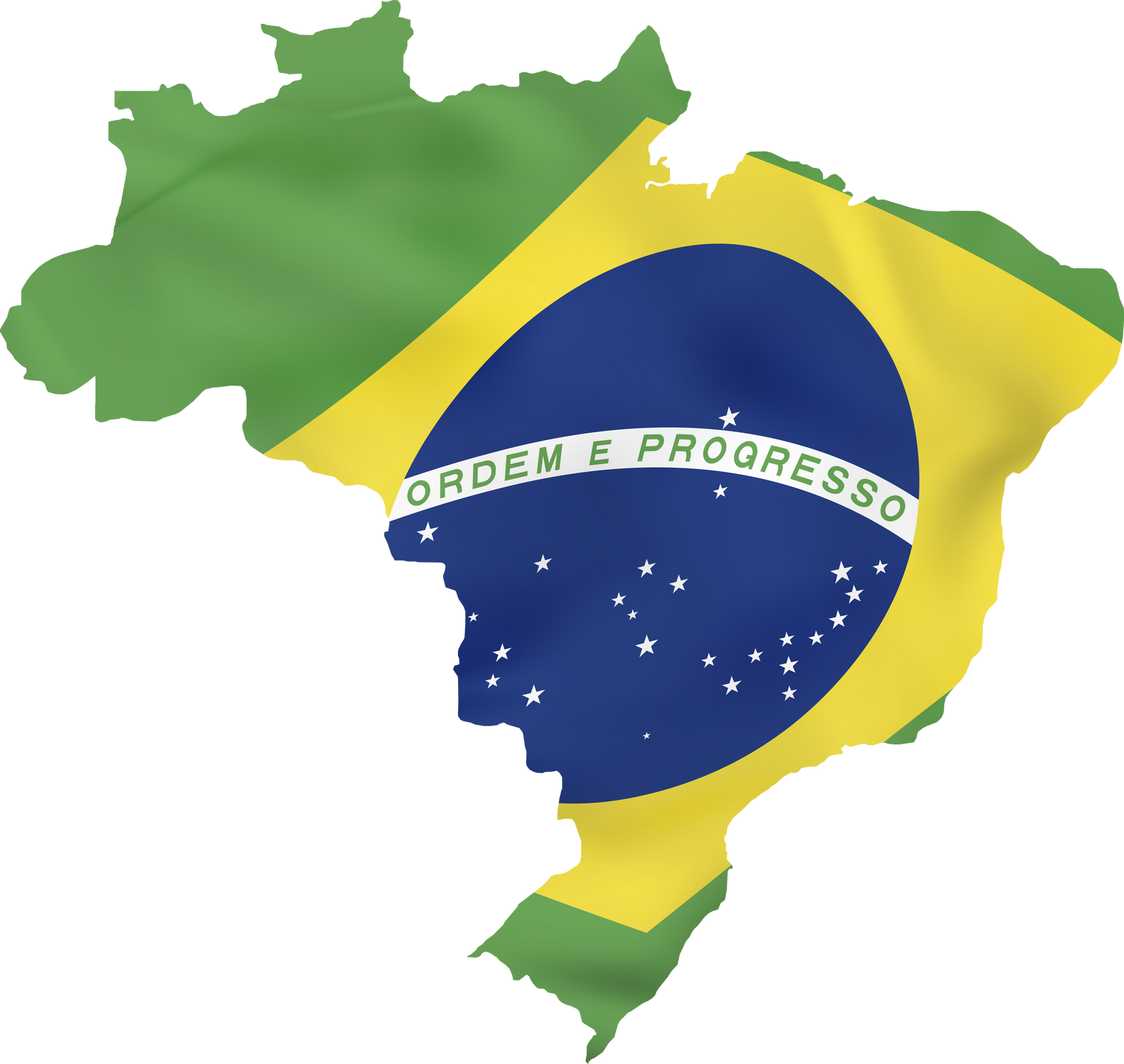 Brazil with waving flag.
